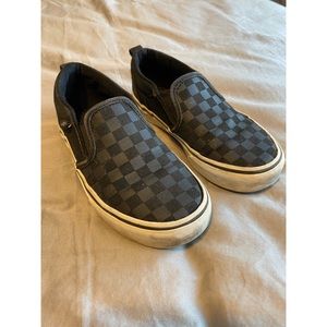 Used Vans black checkerboard slip on shoes kids 13